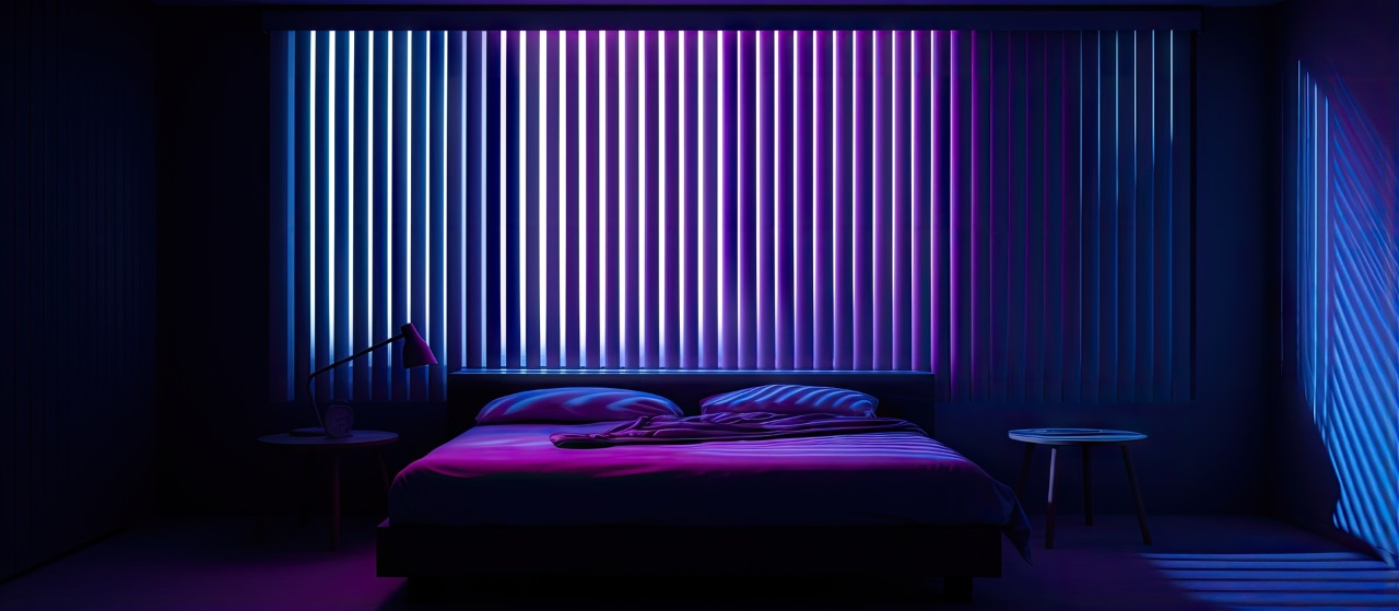 vertical blinds in a dark room